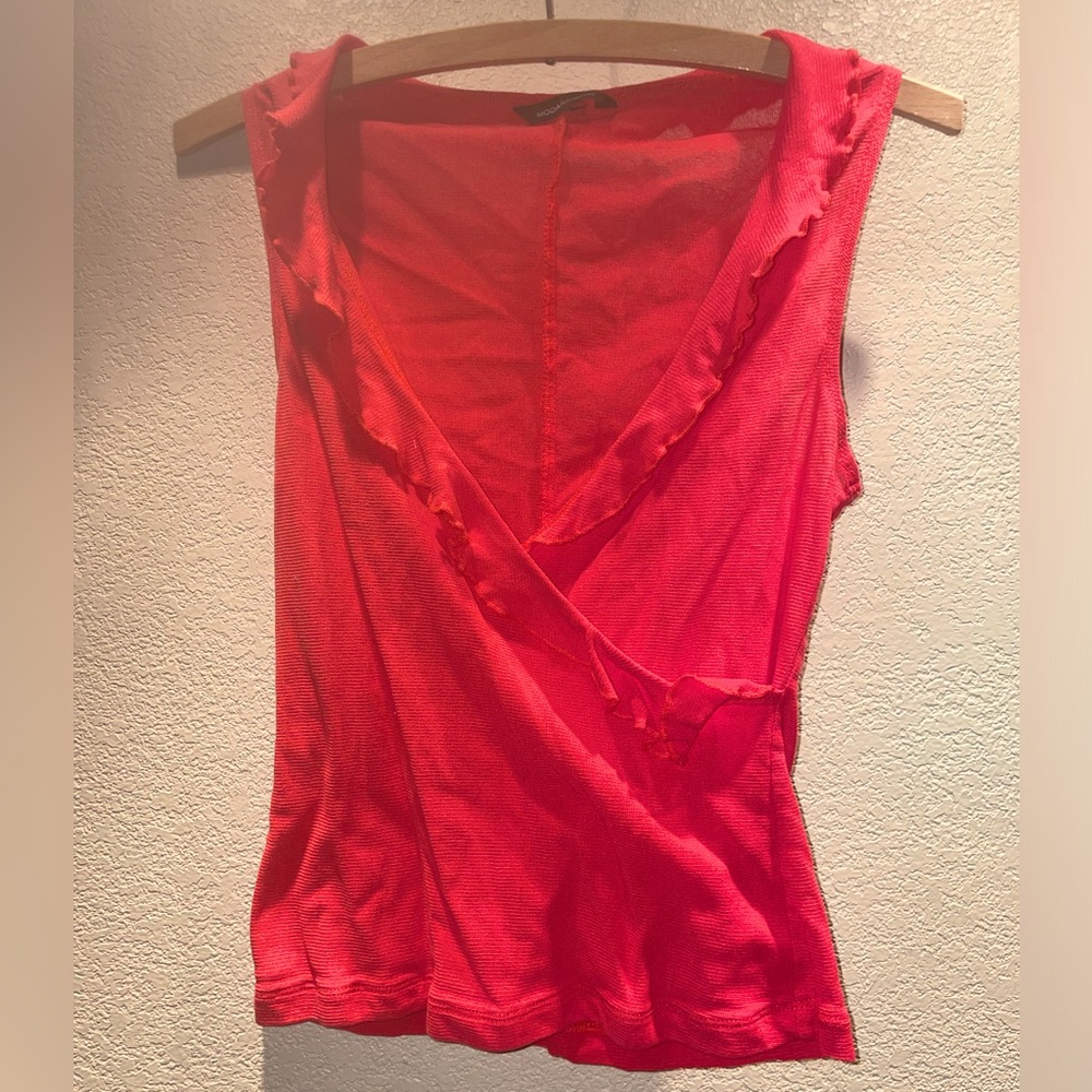 Moda International Coral Tank Top with Ruffles